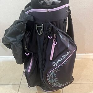 TaylorMade Golf Ladies Women’s Kalea Cart Bag 14-Way Black Violet Rain Cover